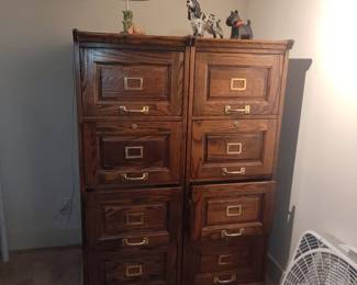 Solid Oak 8-Drawer Filing Cabinet Set