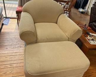 Oversized Upholstered Armchair and Ottoman