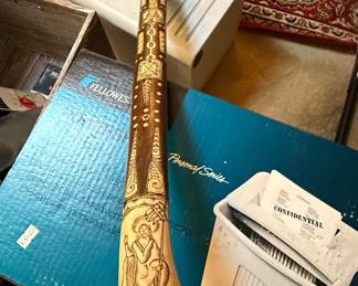 Scrimshaw Powder Horn with Axe Head