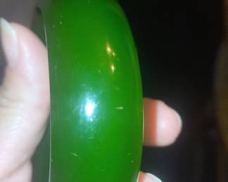 Green Bakelite Bangle Bracelet
