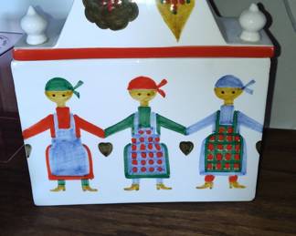 Ceramic Wall Pocket with Folk Art Children