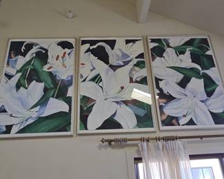 Triptych of White Lilies