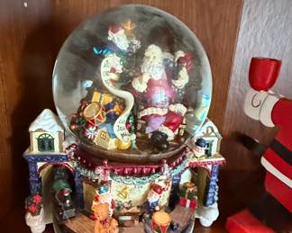 Musical Santa Claus Snow Globe with Train and Teddy Bear