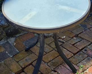 Round Glass Top Bistro Table with Metal Base