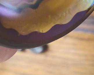 Bohemian Iridescent Glass Vase with Wavy Pattern