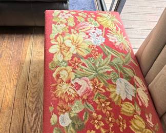 Vintage Needlepoint Upholstered Bench