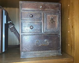 Antique Japanese Haribako (Sewing Box) Miniature Tansu