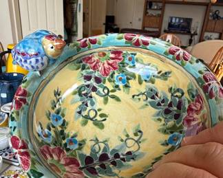 Sandy Kreiger Ceramic Bowl with Bird Figurine