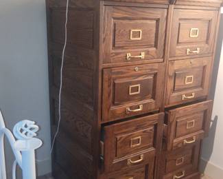 Solid Oak 8-Drawer Filing Cabinet Set