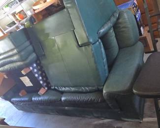 Dark Green Leather Sofa