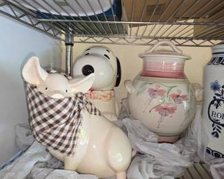 Snoopy Cookie Jar and Piggy Bank Set