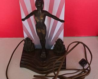 Art Deco Nude Diver Figural Lamp