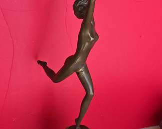 Art Deco Bronze Dancer Sculpture by Josef Lorenzl on Onyx Base