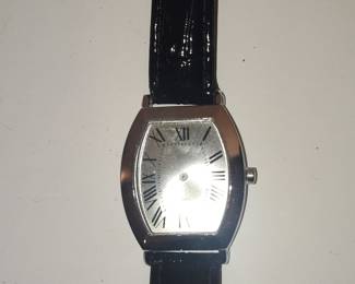 Women's SKC Tonneau Case Watch with Black Leather Strap