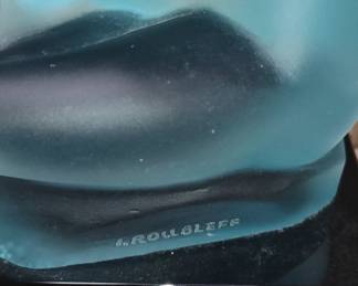 G. Rouleff Blue Glass Sculpture "Embrace"