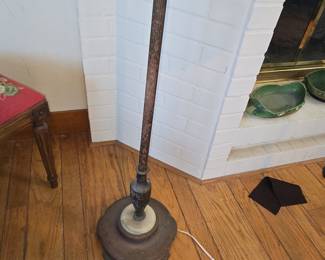 Victorian Style Bridge Floor Lamp with Chinoiserie Ceramic Accent