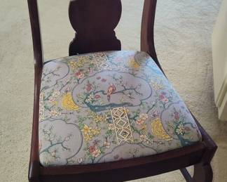 American Empire Flame Mahogany Dining Side Chair with Floral Upholstery