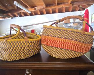 Ghanaian Bolga Baskets - Pair with Red Banding