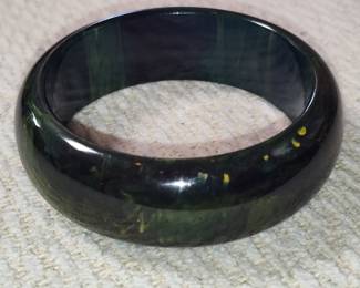 Dark Green Bakelite Bangle Bracelet