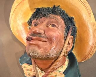 Mexican Man Chalkware Wall Plaque
