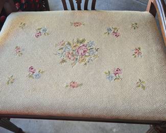 Vintage Needlepoint Vanity Stool