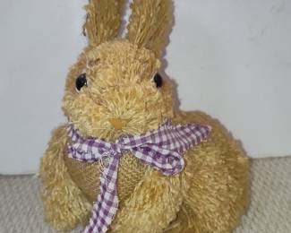 Vintage Stuffed Bunny with Gingham Scarf