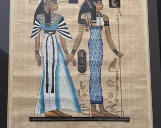 Egyptian Papyrus Painting of Isis and Queen Nefertari