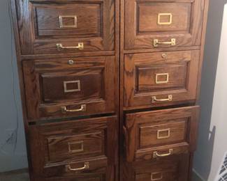 Solid Oak 8-Drawer Filing Cabinet Set