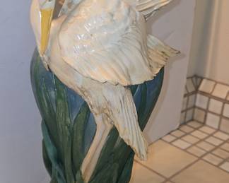 Art Deco Ceramic Lamp with Swans and Reeds
