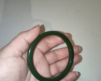 Dark Green Nephrite Jade Bangle Bracelet