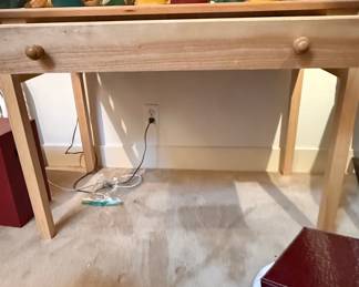 Unfinished Pine Console Table with Round Knobs