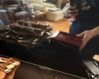 Antique Carved Wooden Jewelry Box