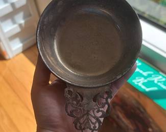 Silver Plated Porringer Bowl with Ornate Handle