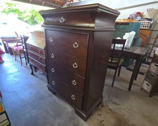 Dark Wood Tall Chest of Drawers