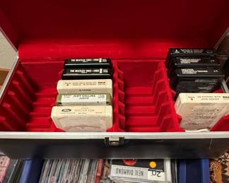Vintage 8-Track Tape Carrying Case with Assorted Tapes