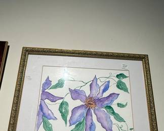 Watercolor Painting of Purple Clematis Flowers by Lynne (2002)