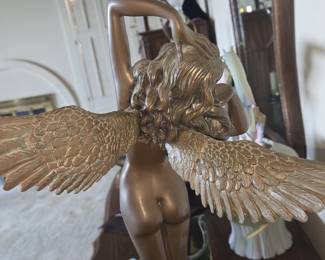 Winged Female Nude Bronze Sculpture - "Descending Night" by Adolph Weinman