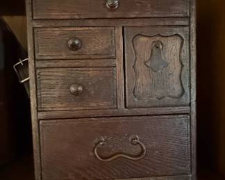 Antique Japanese Wooden Sewing Box (Haribako)