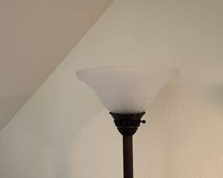 Vintage Torchiere Floor Lamp with Frosted Glass Shade and Decorative Base