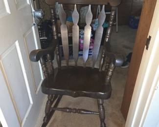 Wooden Rocking Chair with Spindle Back
