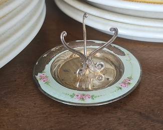 Sterling Silver Napkin Ring Holder with Floral Enamel