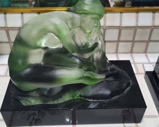 Art Deco Nude Glass Sculpture by  I. Rougleff 