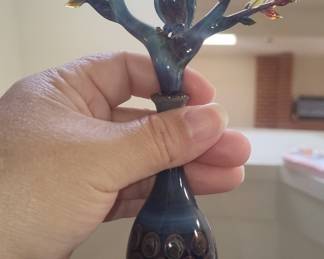 Glass Owl on Tree Figurine