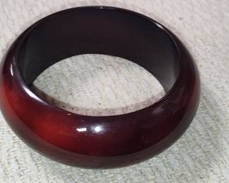 Vintage Translucent Red Bakelite Bangle Bracelet