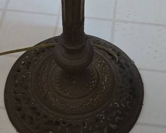 Art Nouveau Double-Arm Floor Lamp with Fluted Glass Shades