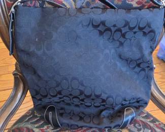Coach Black Signature C Monogram Canvas Shoulder Bag