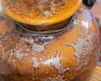 Mid-Century Modern Drip Glaze Ceramic Ginger Jar Table Lamp