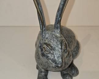 Bronze Rabbit Sculpture with Granite-like Patina