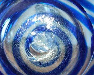 Murano Art Glass Bowl with Pulled Feather Pattern