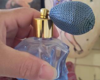 Vintage Glass Perfume Atomizer with Blue Bulb
